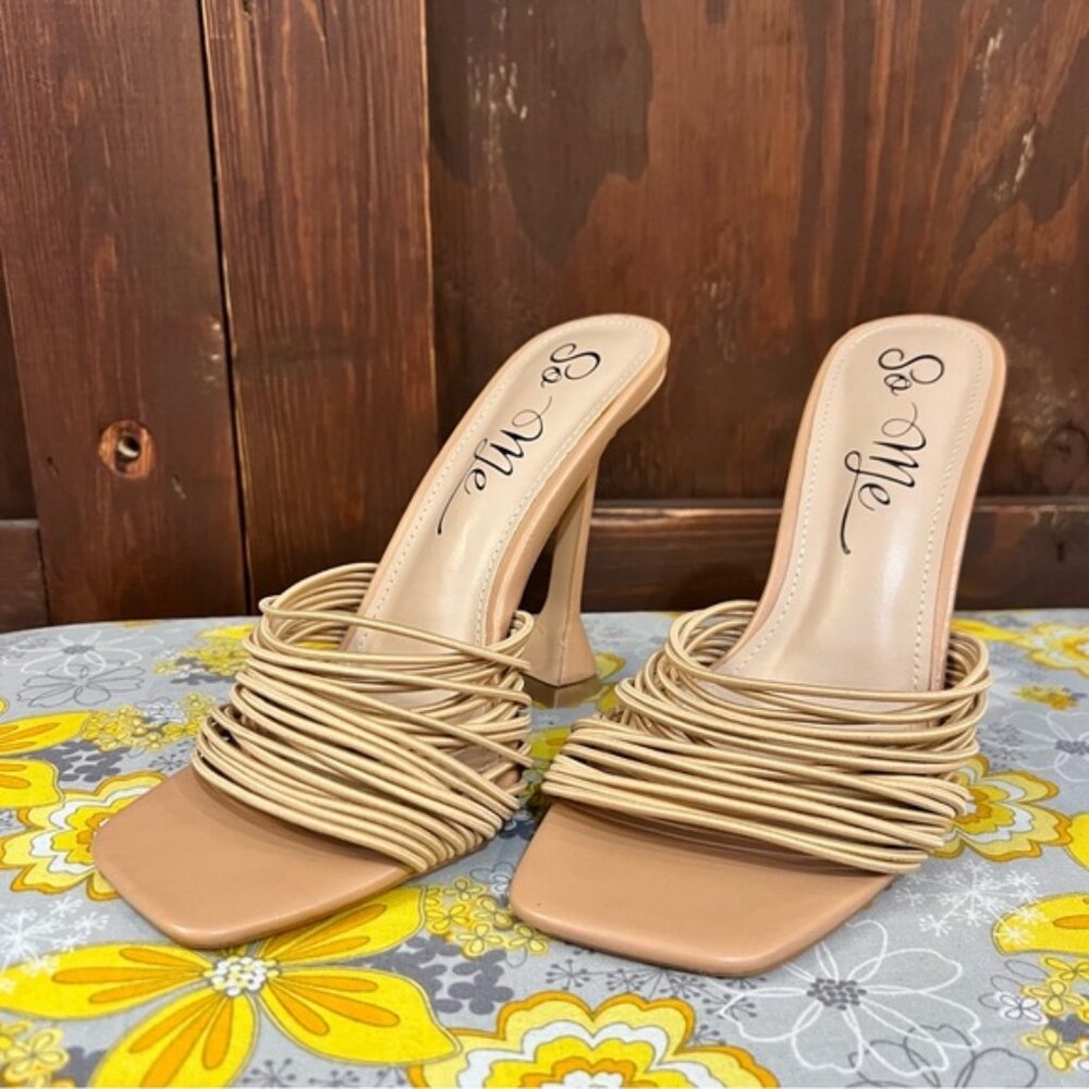 So Me Women's Beige Strappy Heels